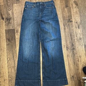 J. Crew Blue Wide Leg Flare Jeans with High-Rise Waist